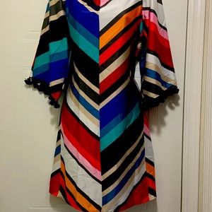 Trina Turk Amaris Off Shoulder Sleeve Silk Dress